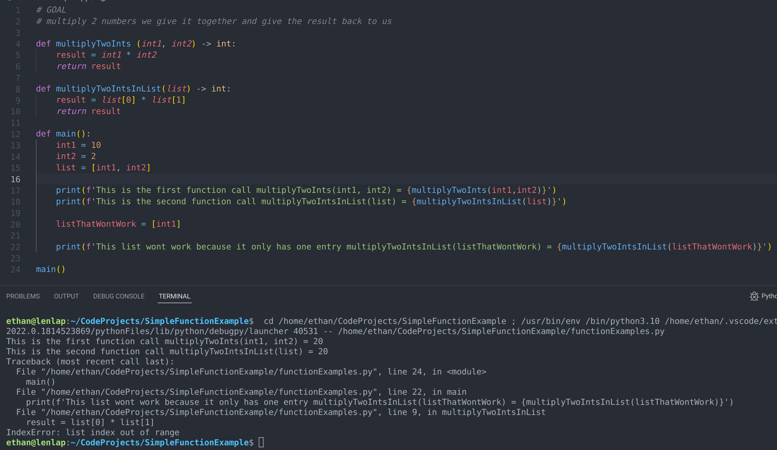 Code screen shot